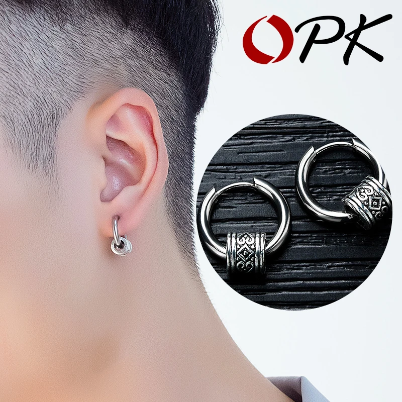 OPK мужские крутые серьги гвоздики в стиле панк круглые для мужчин Подвеска из