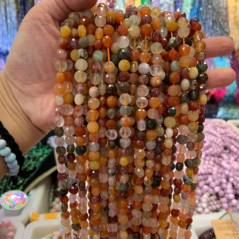 Натуральные разноцветные бусины Qaurtz диаметром 7-8 мм из драгоценных камней для
