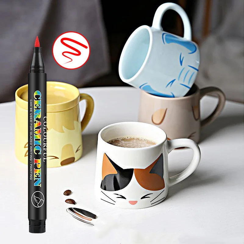 

12/24 Colors High Temperature Oven Baked Ceramic Marker Pen Set, Permanent Porcelain Marker Pen for Drawing on Ceramic Porcelain