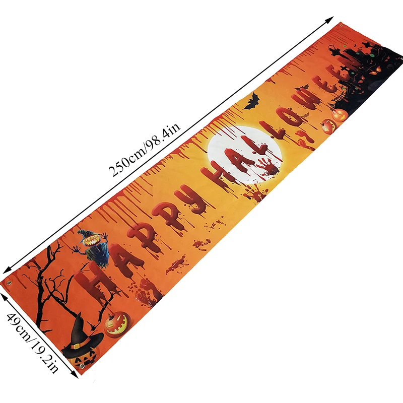 

Outdoor Scary Halloween Banner Pull Flag Decoration Celebration Party Hanging Decoration Foldable Porch Background Supplies