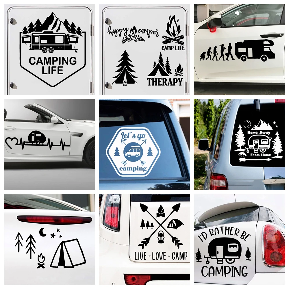 Симпатичные Стикеры для кемпинга наклейки на боковые двери автомобиля кузова