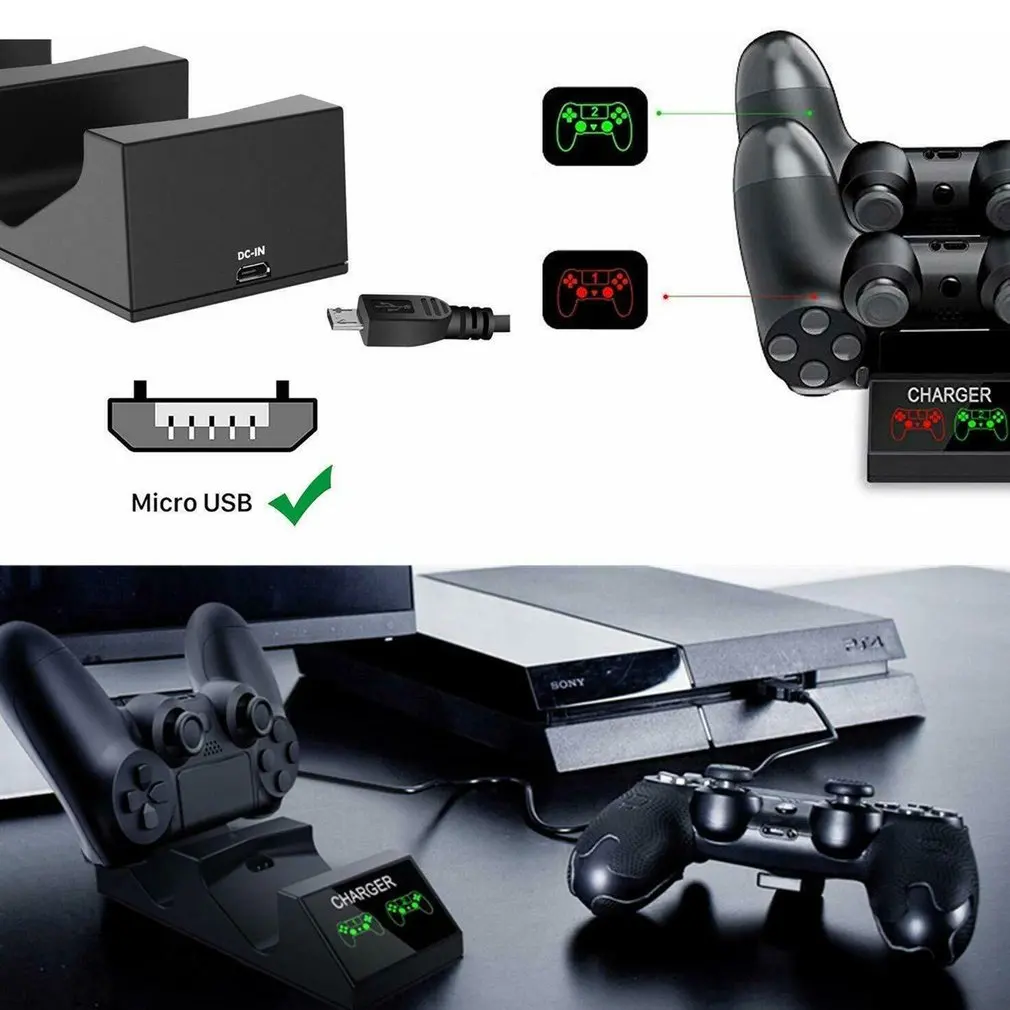Двойной usb зарядная док-станция Подставка зарядное устройство для PS4 игровой контроллер быстрая зарядка док-станция Подставка Dualshock USB кабель для PS4