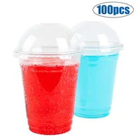 100pcs 360ml clear plastic cups with dome lids disposable party cup for fruitice creamcupcakeiced cold drinks dessert cups