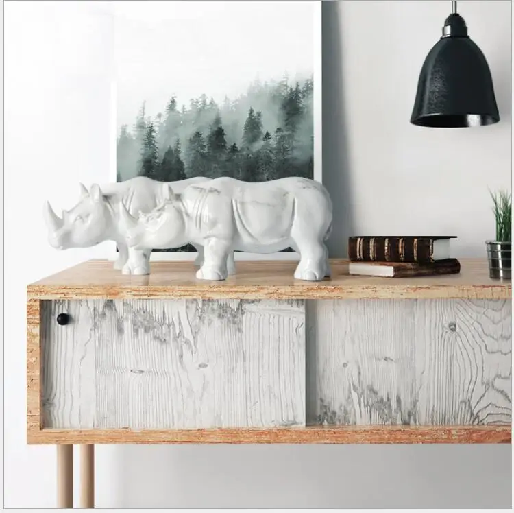 Европейский смолы мраморная носорога украшения домашнего декора гостиной