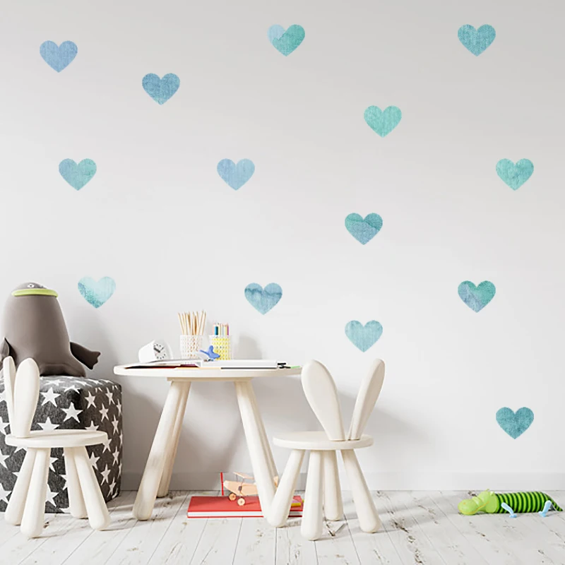 48 шт./компл. акварель в форме сердца наклейки на стену для Livning украшение