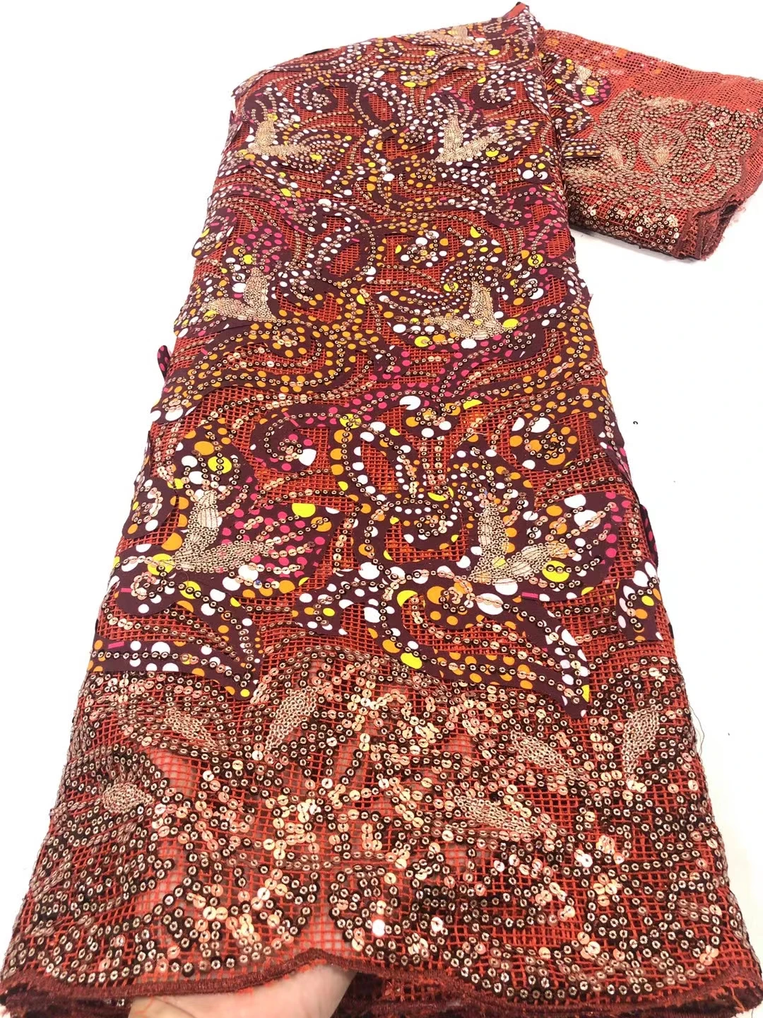 

African Lace Fabric 5 Yards 2021 High Quality Sequin Embroidery Nigerian Gown Sewing Material French Net Lace JJN717