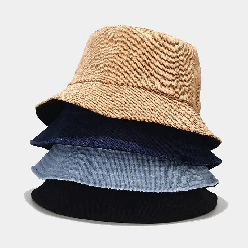 

Autumn Winter Bucket Hat Solid Fisherman Hat Corduroy Sun Hat Reversible Hip-Hip Cap Foldable Cheapu Hunting Hat Fishing Cap