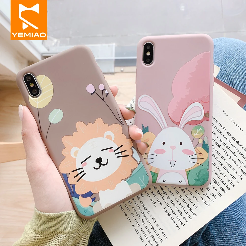 Милый чехол с львом и кроликом для iPhone 7 8 6 6S Plus мягкий силиконовый Тонкий
