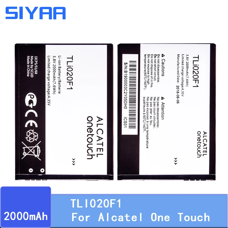 Оригинальный аккумулятор SIYAA TLI020F1 для TCL J726T J720T Alcatel One Touch Pop 2 5042D C7 7040 литий ионный