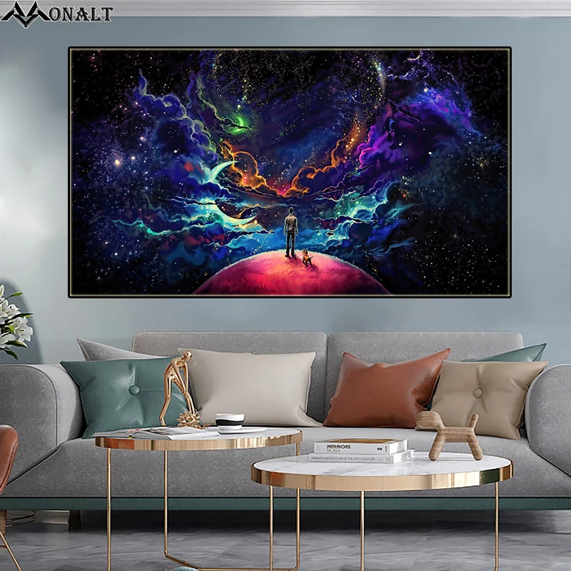 Абстрактная живопись на холсте Постер звездного неба художественный декор для