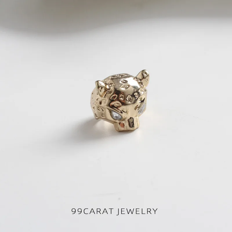 

New Fashion Exaggerated Golden Three Dimensional Leopard Head Personality Luxury Stainless Steel Hip Hop Fashionable Ring
