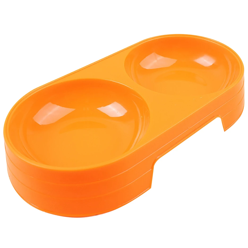 Orange 1 шт. креативные Разноцветные Пластиковые Двойные Чаши Товары для кормления домашних животных еда для кошек и собак кормушка для воды дешевая практичная чаша для домашних животных дропшиппинг - Цвет: Orange