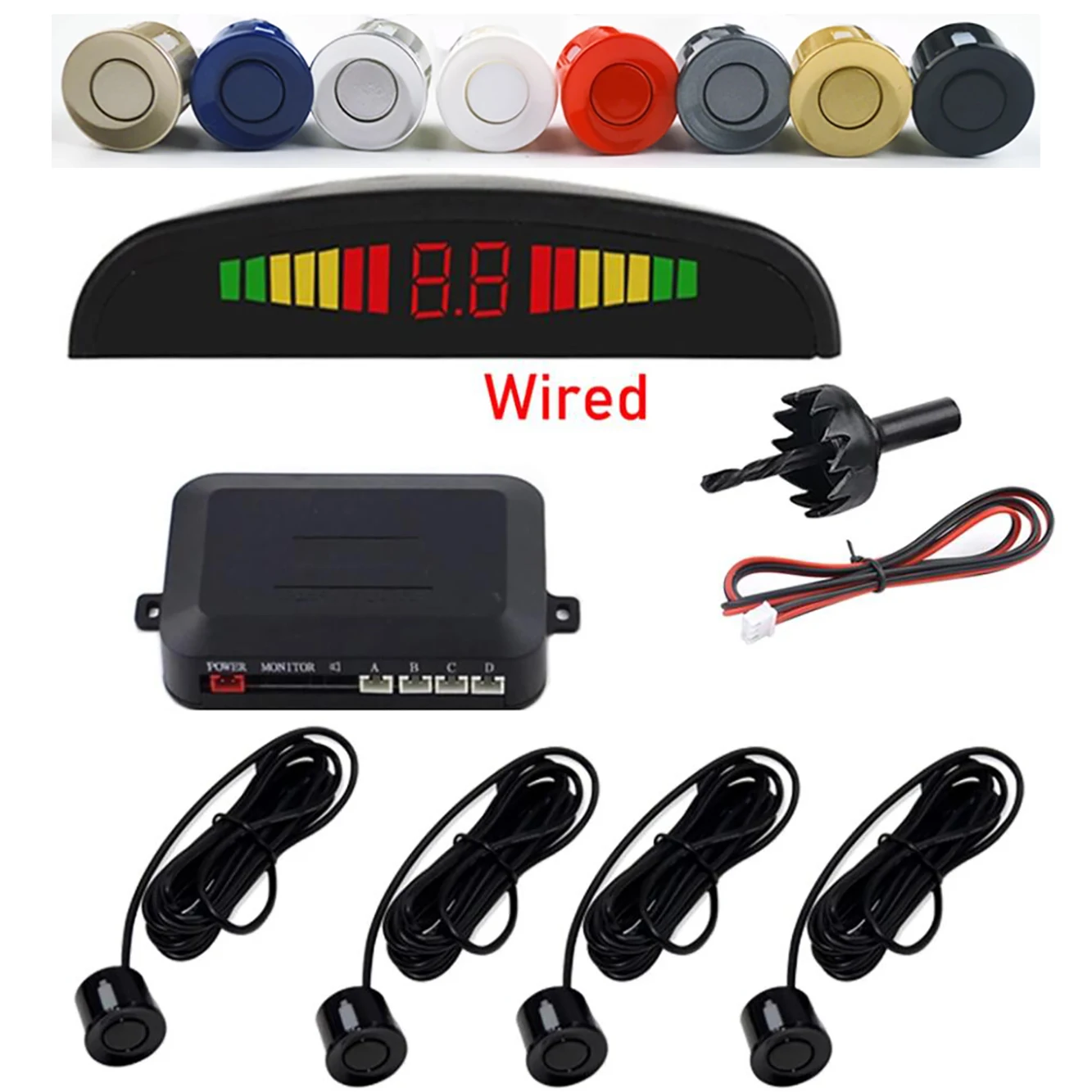 Парктроник автомобильный со светодиодным датчиком парковки радар для с 4