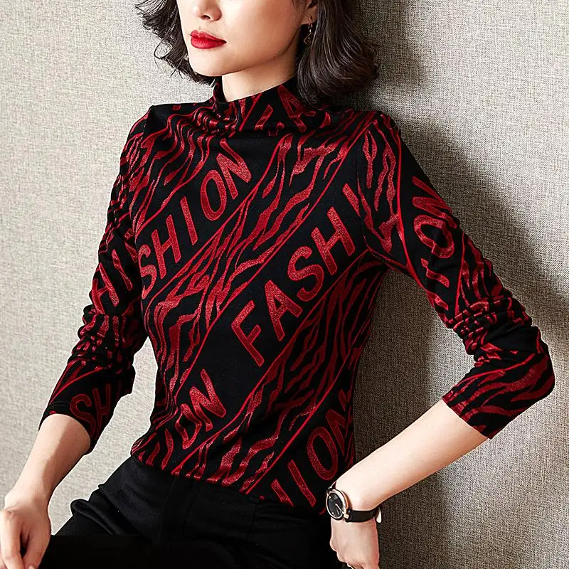 

Осенняя облегающая женская футболка с принтом, женские футболки с длинным рукавом, уличные женские топы