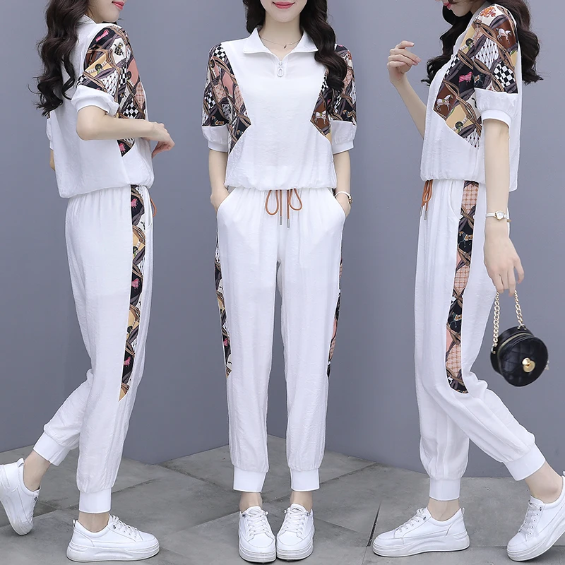 

2021 summer sports leisure suit the new van professional two-piece fashion printed large size suits