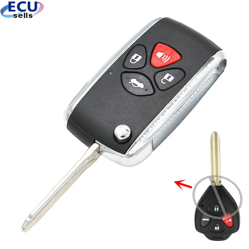 Модифицированный чехол брелок с 4 кнопками для автомобильного ключа пульта Toyota