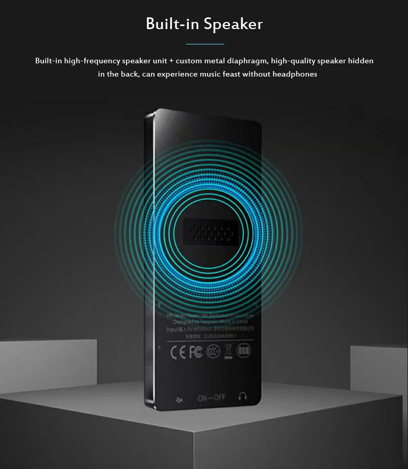 Mp4-плеер с Bluetooth-динамиком сенсорная клавиша встроенный 8 Гб Hi-Fi портативный плеер