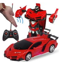 118 rc cars 24cm gesture sensing transformation police car robot deformation remote control sports vehicle toy for kids boy