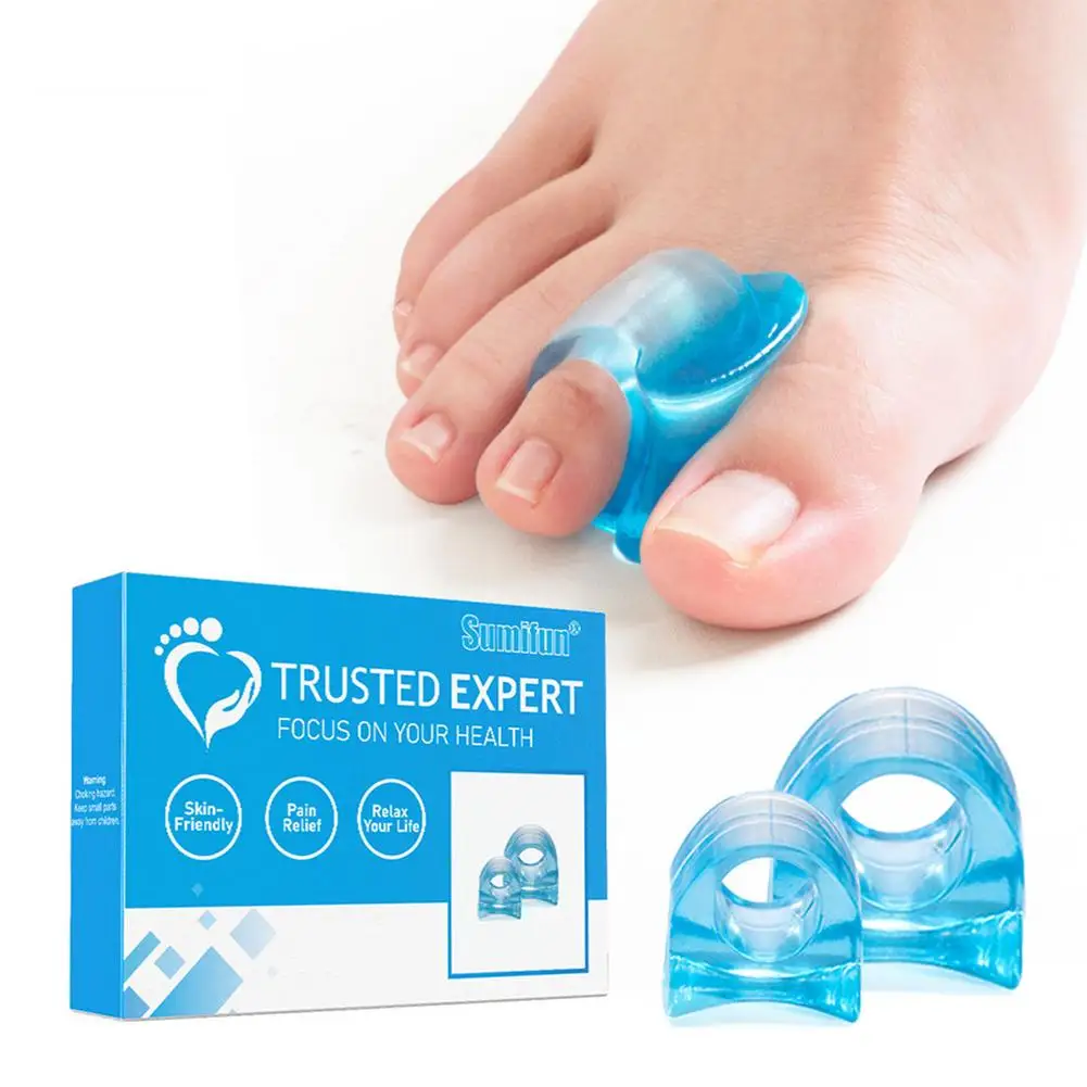 

8 Pairs Of Toe Separator Corrector Transparent Blue Foot Silicone Orthosis Thumb Valgus Orthosis Foot Care Tool