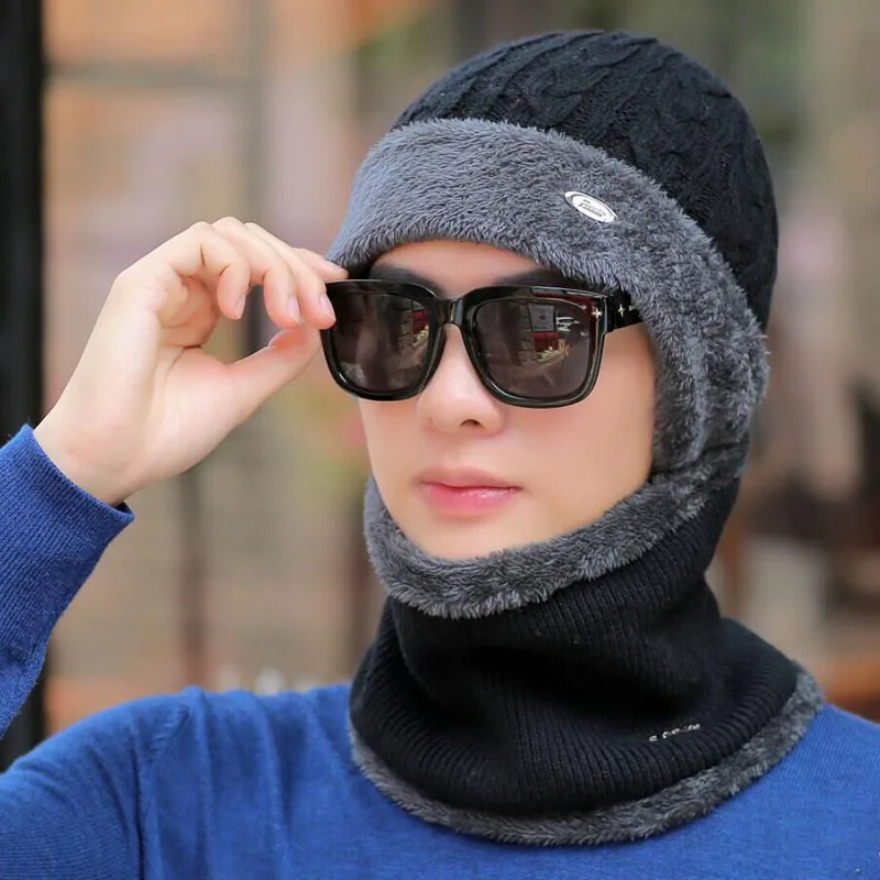 Брендовые зимние шапки для мужчин Skullies Beanies Мужская зимняя вязаная шапка из крученой пряжи шарф из шерсти женская маска капота мужская шапка