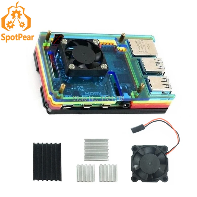 Чехол для Raspberry Pi 4 model B цветной акриловый чехол радужной расцветки 4B с