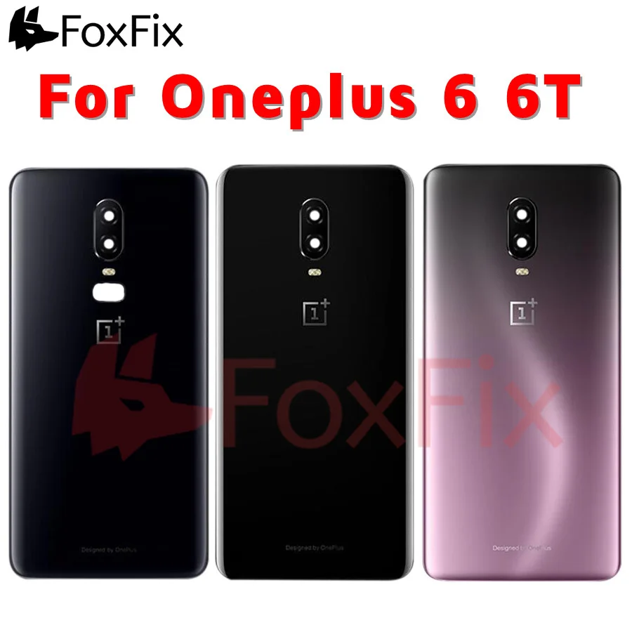 Задняя стеклянная крышка Oneplus 6 аккумулятора One Plus 6T панель чехол + объектив