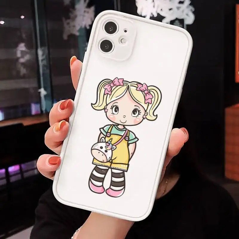 

Cartoon cute girl Phone Cases Matte transparent For White iPhone 12 Mini 11 Pro XR XS Max 7 8 Plus X Back Cover
