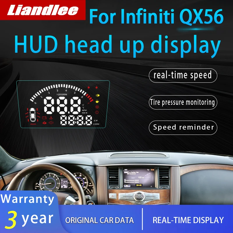 Liandlee Автомобильный дисплей HUD для Infiniti QX56 2010~ безопасное вождение экран OBD II проекционный Спидометр лобовое стекло