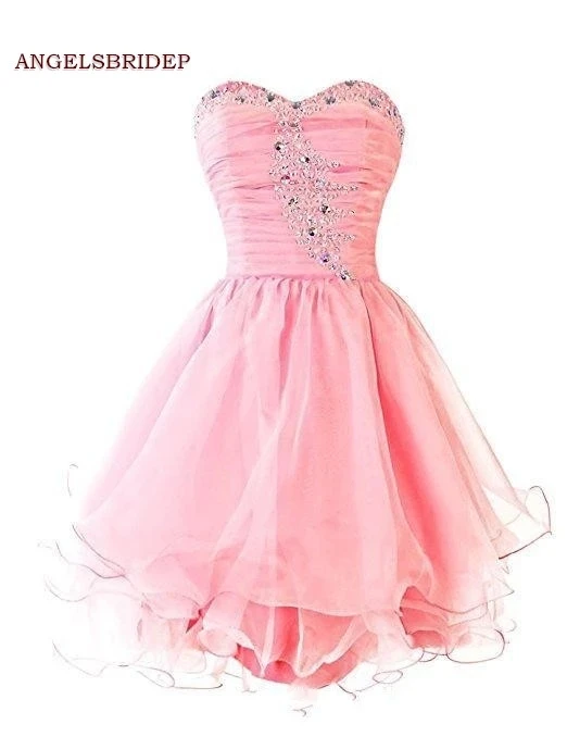 

ANGELSBRIDEP Sweetheart Short Homecoming Dress Party Gowns Sparkly Crystal Organza Vestidos De Festa Junior Graduation Dresses