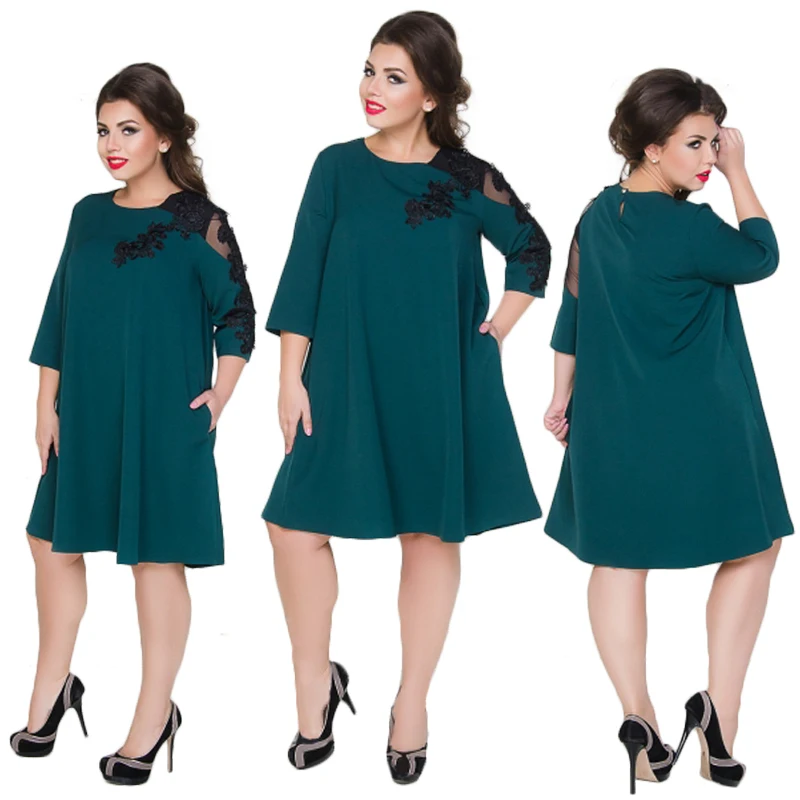 Женское платье большого размера, Сетчатое вечернее платье, 5XL 6XL, большие размеры, свободное летнее платье, повседневное черное пляжное платье для женщин vestidos - Цвет: Green2674