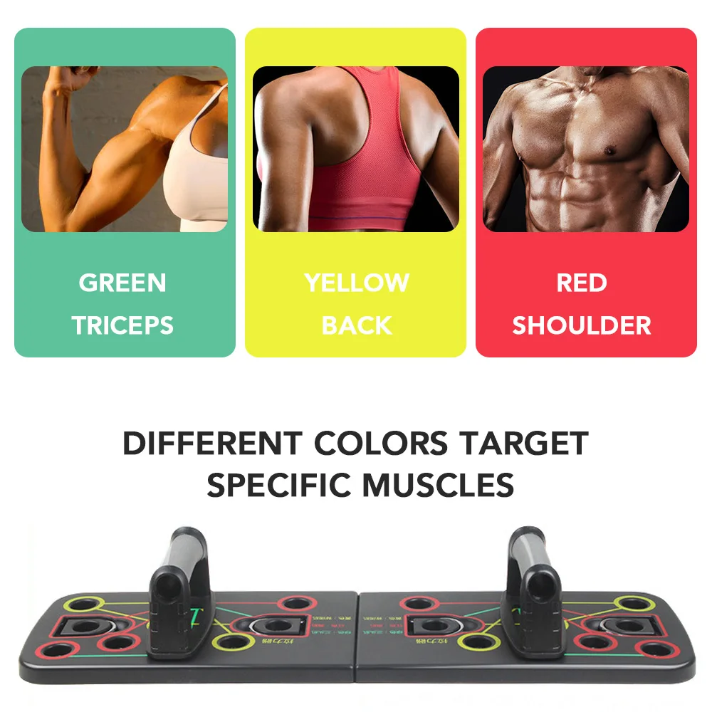 

Multi-Function Foldable Push Up Board System with Resistance Tube Bands Pull Rope Bodybuilding Exercise Workout Push-up Stand