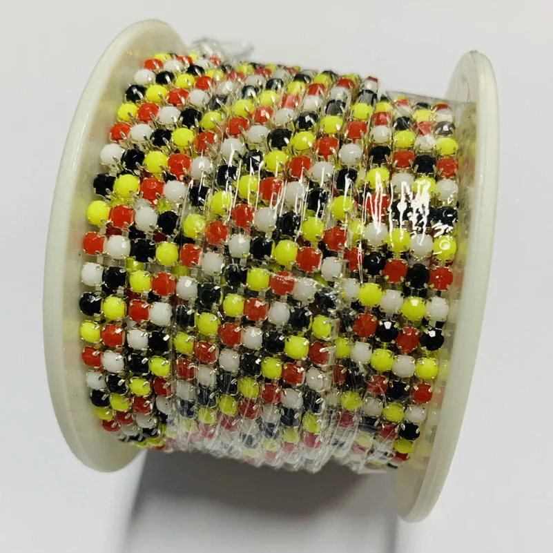 Taidian 4 цвета Стразы из смолы чередующиеся SS8 серебряные металлические стразы цепи