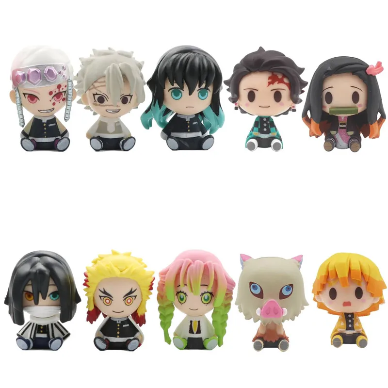 

Anime Demon Slayer figurineTanjiro Nezuko Inosuke Zenizu Q Ver. Sitting Action Figure Kimetsu No Yaiba figures Model Toys Doll
