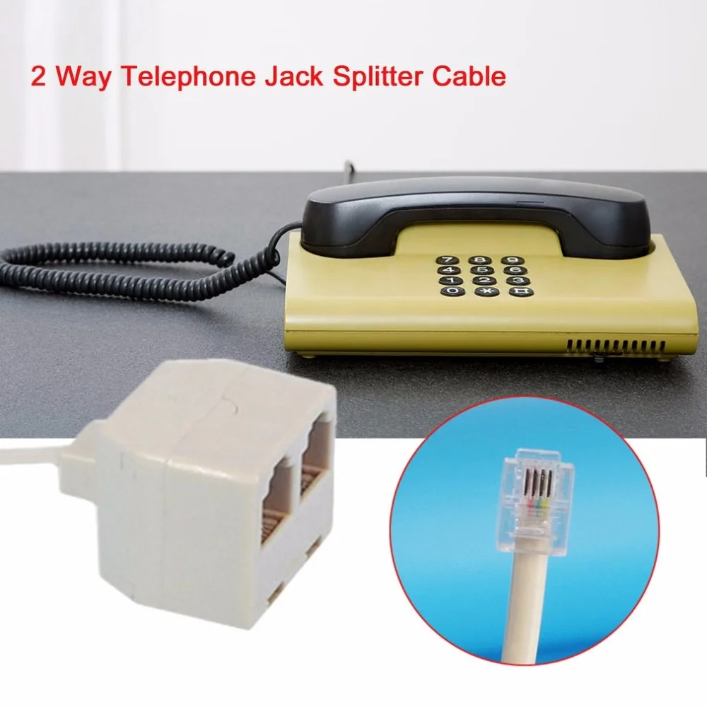 RJ11 6P4C мужчина к женский 2 Way телефонный разъем разветвитель для телефона в виде
