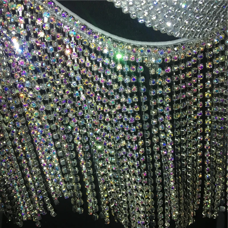 Блестящие стразы бикини комплект шикарный с лямкой на шее звено цепи бюстгальтер