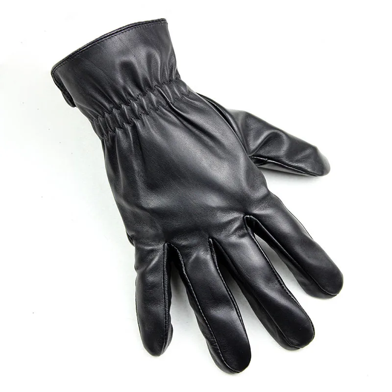 Black Elastic style Кожаные перчатки из овчины мужские модные бархатные с подкладкой осенние и зимние теплые Заводские скидки прямые продажи повседневная одежда перчатки - Цвет: Black Elastic style