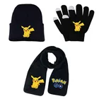 Аксессуары для косплея из аниме Покемон Пикачу с мультяшным принтом шапка шарф перчатки осенне-зимняя шапка теплая вязаная шапка женская