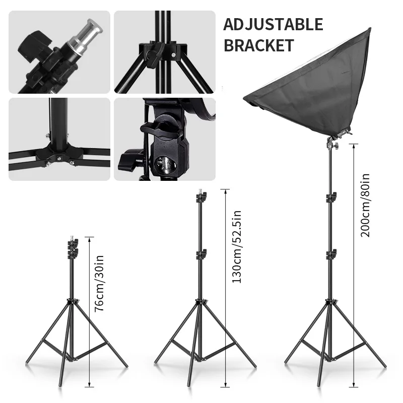 Photography Lighting 50x70CM Four Lamp Softbox Kit E27 Holder With 8pcs Bulb Soft Box Accessories For Photo Studio Video enlarge