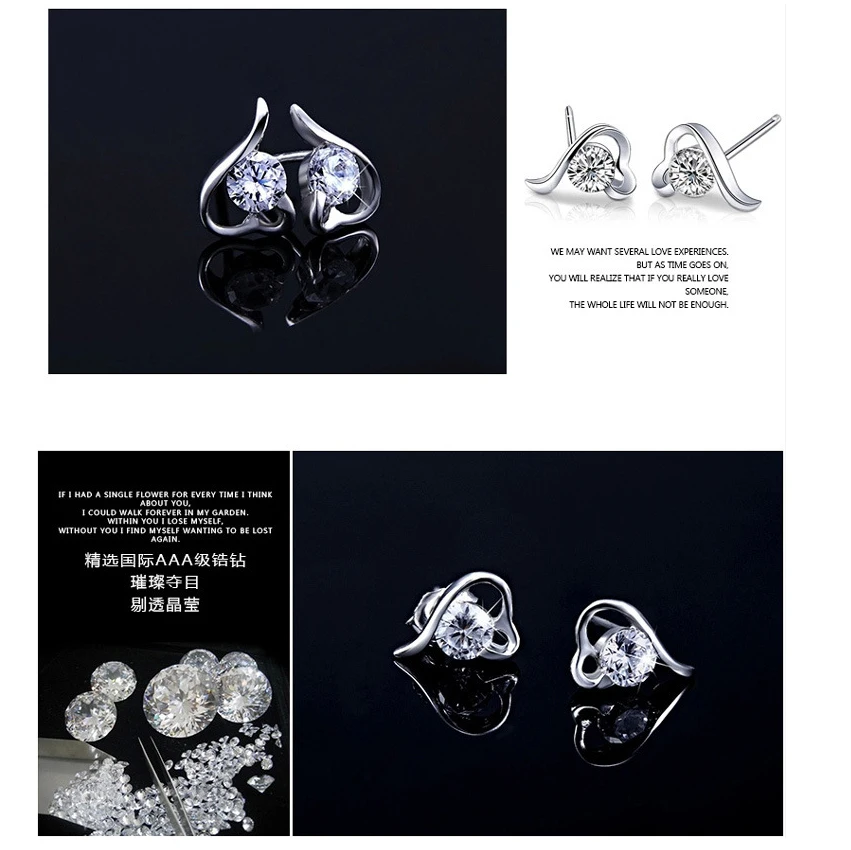 Корейские очаровательные серьги в виде сердечек из циркония | Украшения и