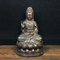 9 tibet buddhism old bronze cinnabar lacquer clean bottle guanyin bodhisattva statue sitting buddha enshrine the buddha