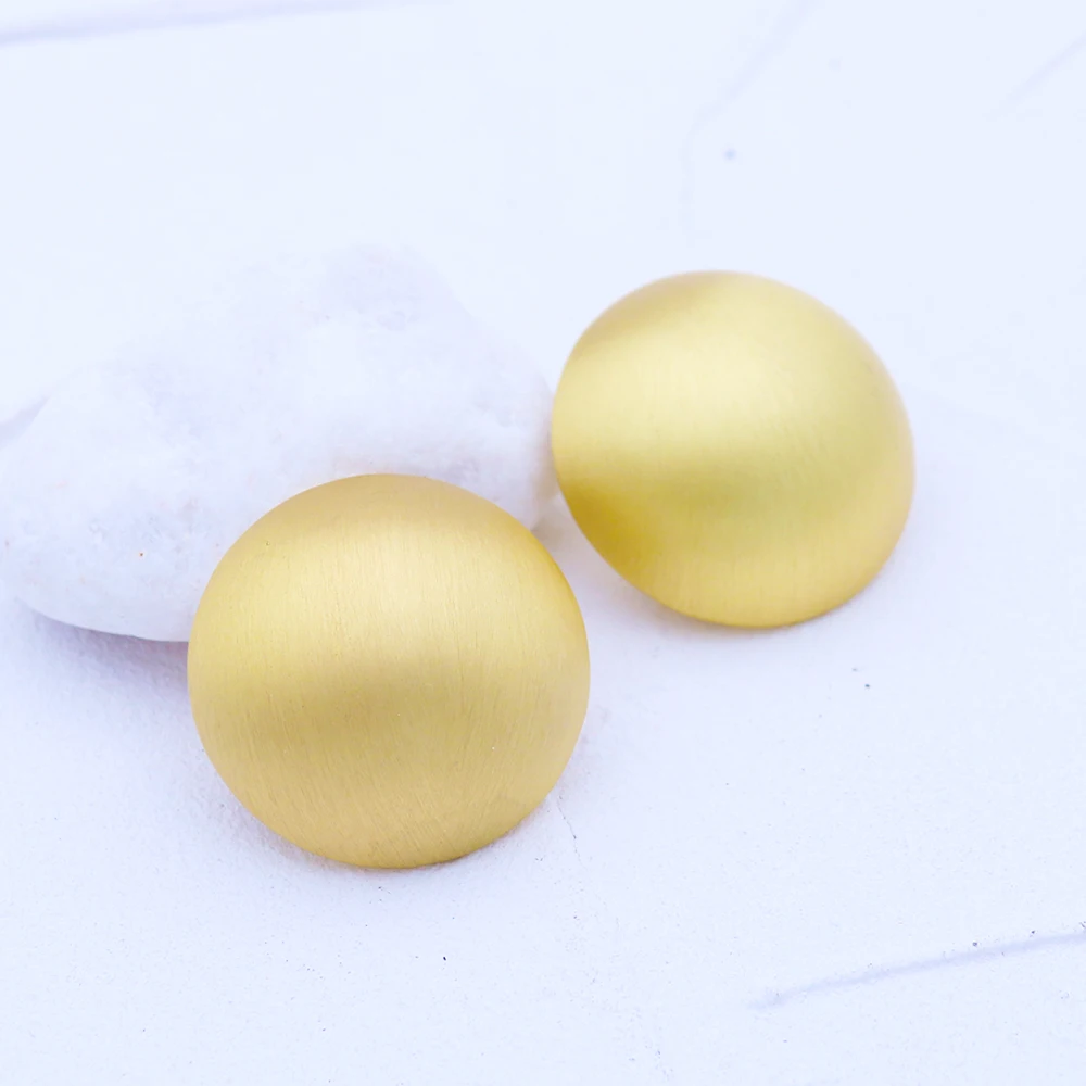 3CM New Fashion Gold Color Matte Metal Button Stud Earrings Minimalist Round Coin For Women Party Weddings Jewelry Gift | Украшения и