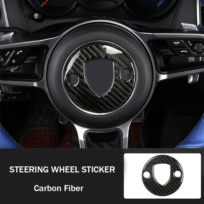 1Pcs Carbon Fiber Steering Wheel Cover Sticker for Porsche Cayenne Macan Panamera 911 718 971 970 | Автомобили и мотоциклы