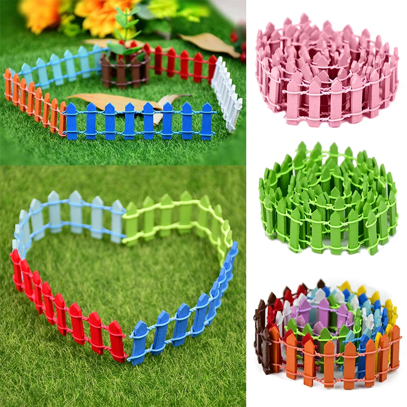 

Children Kids Dollhouse Toy 10PCS Miniature Small Colorful Wooden Fences DIY Fairy Garden Micro Plant Moss Decor Ornament