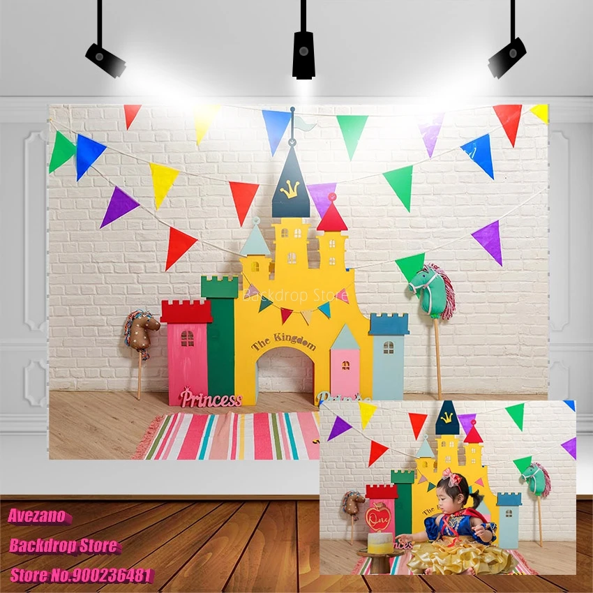 

Avezano Birthday Party Banner Photography Background Newborn Kingdom Castle Backdrop for Photo Studio Photozone Photocall Decor