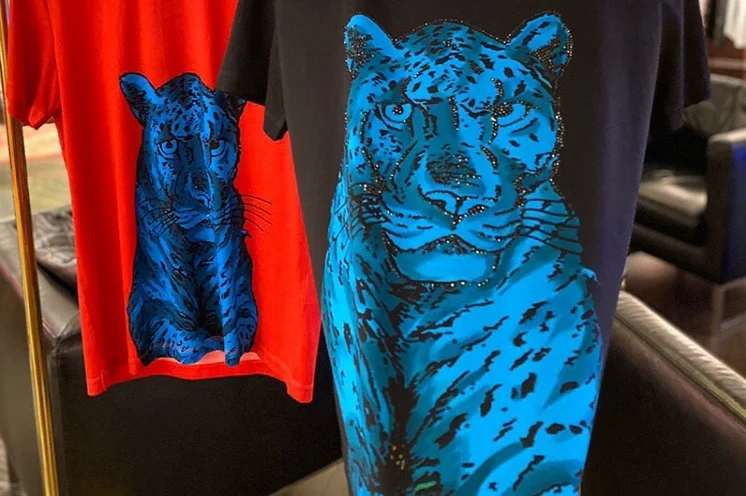 

20ss brand new fashion leopard gothic punk casual print cotton tee for men