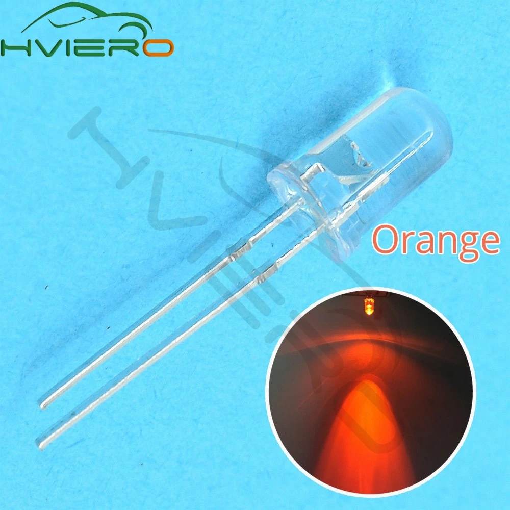 100 шт. 5 мм круглые оранжевые янтарные супер яркие светоизлучающие диоды