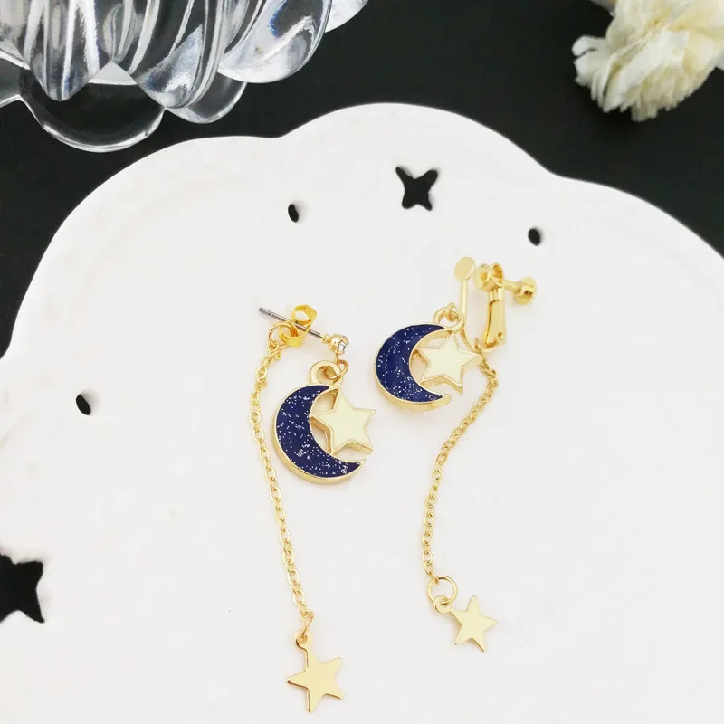 Anime Sailor Moon 25th Cosplay Earring Girl Blue moon star eardrop accessories prop