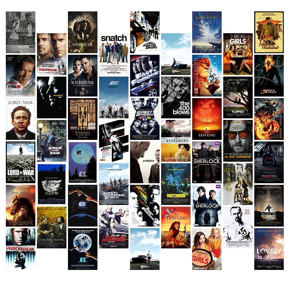 

50 шт. набор для коллажа в стиле классического фильма «Симпатичные кости», шикарные принты, декор для комнаты, настенная наклейка, Художестве...