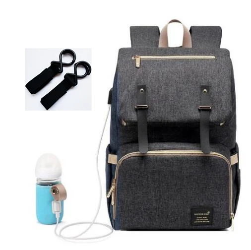 black USB Водонепроницаемый рюкзак для детских колясок, пеленок для мам, подгузник для мам, для женщин, для путешествий, для младенцев, многофункциональная Детская сумка, изоляционная сумка для кормления - Цвет: black