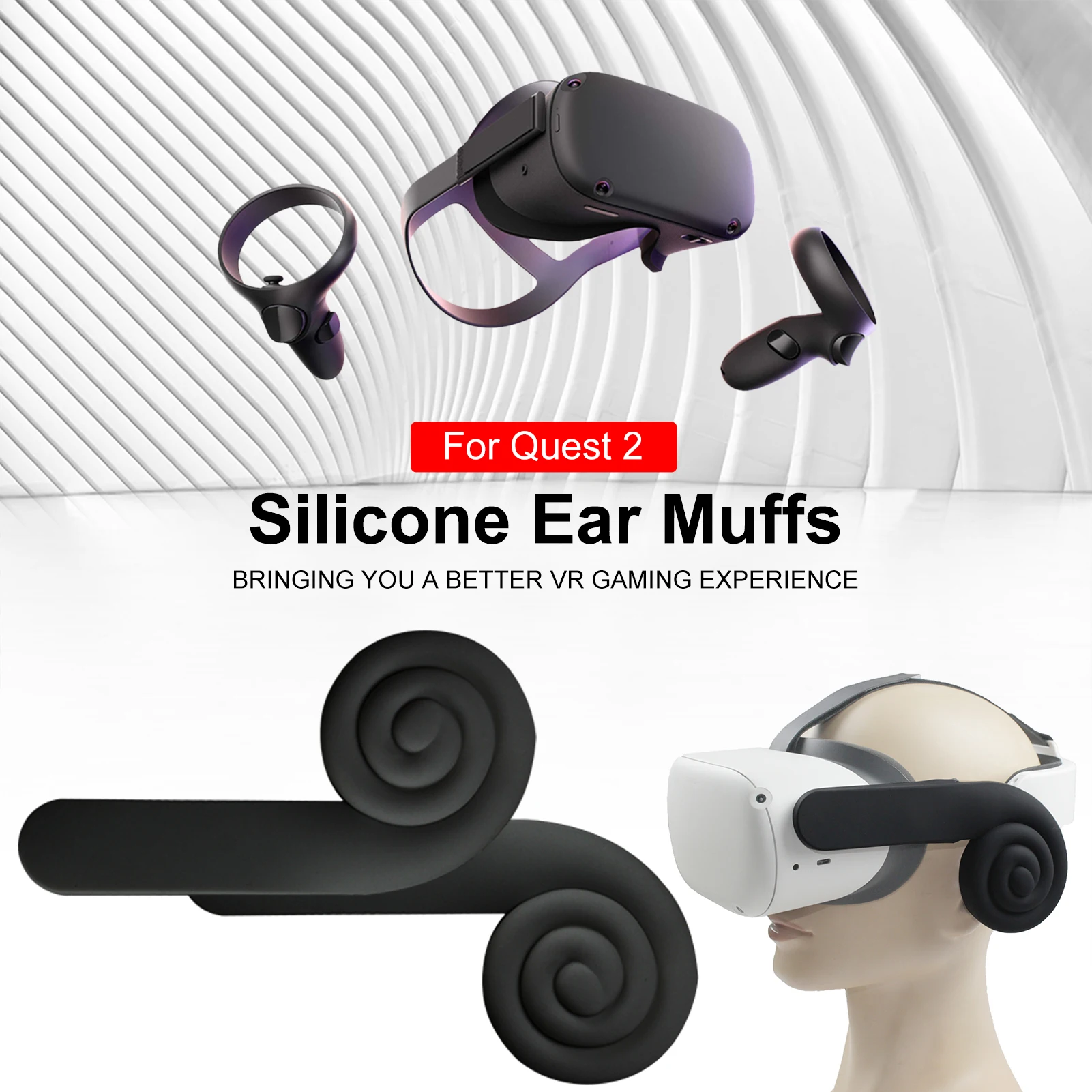 

Silicone Ear Muffs Headset Sound Collector for Quest 2 VR